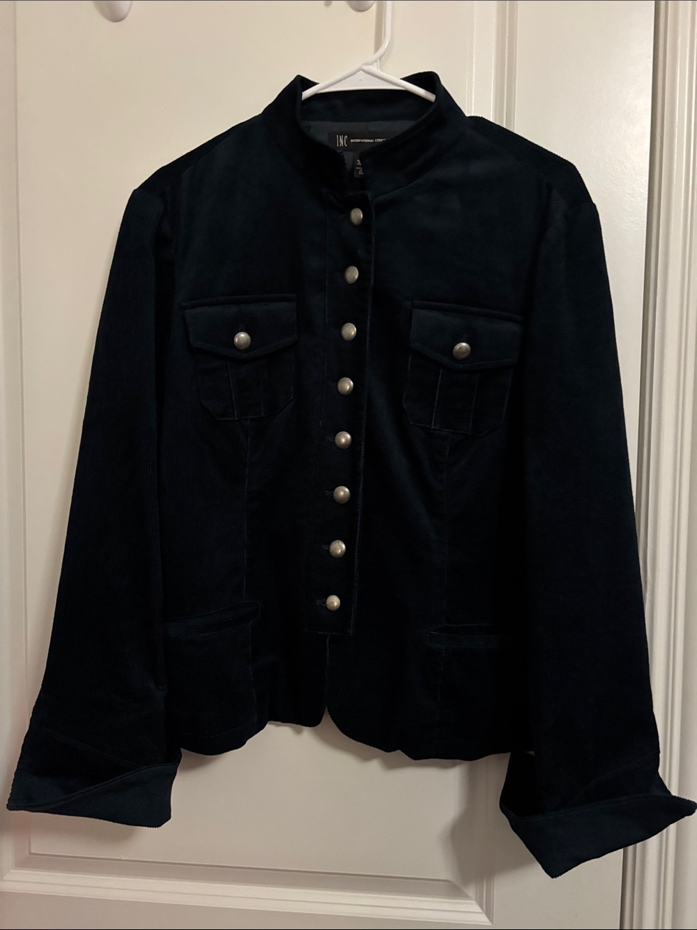 INC International Concepts Dark Teal Military-Inspired Blazer size L